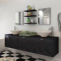 Berkfield Home Eight Piece Bathroom Furniture & Basin Set Black