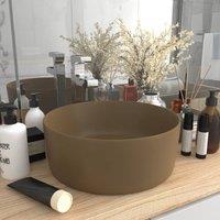 Berkfield Home Luxury Wash Basin Round Matt Cream 40x15 cm Ceramic