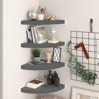 Berkfield Home Floating Corner Shelves 4 pcs High Gloss Grey 35x35x3.8 cm MDF