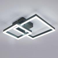 Pheashine Modern Black Square LED Ceiling Light, 36W 6500K Cool White, 52cm