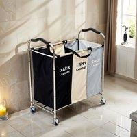 H&O Direct 240L 3-Section Laundry Basket with Wheels