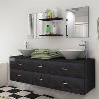 Berkfield Home Nine Piece Bathroom Furniture Set with Basin with Tap Black