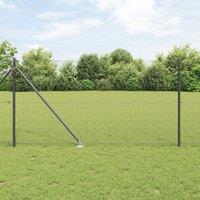 Berkfield Home Welded Wire Fence with 13 Spike Posts Grey 1x25 m Steel