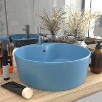 Berkfield Home Luxury Wash Basin with Overflow Matt Light Blue 36x13 cm Ceramic