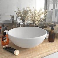 Berkfield Home Luxury Bathroom Basin Round Matt White 32.5x14 cm Ceramic