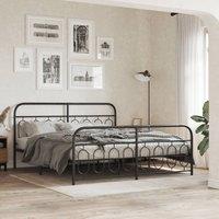 Berkfield Home Metal Bed Frame without Mattress with Footboard Black 193x203cm | Size: 193x203 cm