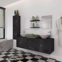 Berkfield Home Nine Piece Bathroom Furniture & Basin Set Black