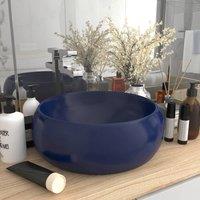 Berkfield Home Luxury Wash Basin Round Matt Dark Blue 40x15 cm Ceramic