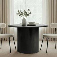 OHS Madison Ribbed Round Dining Table Wood Effect in Black