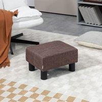 HOMCOM Footstool Ottoman Cube with Plastic Legs in Brown | Size: 40 cm x 30 cm