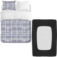 Grace Premium Microfiber Duvet Cover Sets with Fitted Sheet in Grey | Size: Double