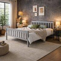 Aspire Langley Wooden Slatted Bed Frame Grey or Natural | Size: Double