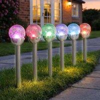 Voltico Solar Crackle Ball Garden Light with Stake - White & Colour Change | Size: 6 Pack