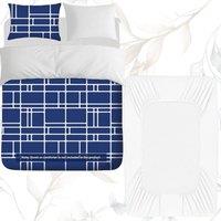 Grace Luxury 4 Pack Ultrasoft Duvet Cover Set with Fitted Sheet in Blue | Size: Double