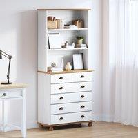 Berkfield Home Hutch ASKIM White 91x40x199.5 cm Solid Wood Pine