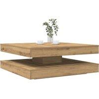 Berkfield Home Coffee Table 360-Degree Rotatable Artisan Oak 90x90x34.5 cm in Brown