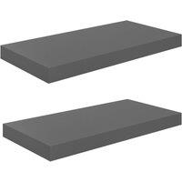 Berkfield Home Floating Wall Shelves 2 pcs High Gloss Grey 50x23x3.8 cm MDF