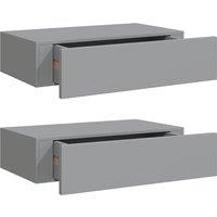 Berkfield Home Wall-mounted Drawer Shelves 2 pcs Grey 40x23.5x10cm MDF | Size: 40x23.5x10 cm