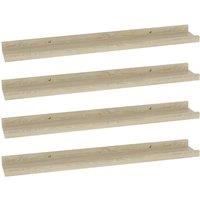 Berkfield Home Wall Shelves 4 pcs Sonoma Oak 60x9x3 cm in Light Tan | Size: 60 x 9 x 3 cm