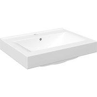 Berkfield Home Rectangular Ceramic Basin Sink White with Faucet Hole 60x46 cm