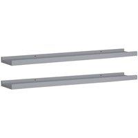 Berkfield Home Picture Frame Ledge Shelves 2 pcs Grey 80x9x3 cm MDF | Size: 80 x 9 x 3 cm