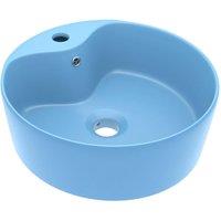 Berkfield Home Luxury Wash Basin with Overflow Matt Light Blue 36x13 cm Ceramic