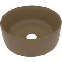 Berkfield Home Luxury Wash Basin Round Matt Cream 40x15 cm Ceramic in Taupe