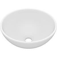 Berkfield Home Luxury Bathroom Basin Round Matt White 32.5x14 cm Ceramic