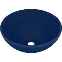 Berkfield Home Luxury Bathroom Basin Round Matt Dark Blue 32.5x14 cm Ceramic