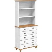 Berkfield Home Hutch ASKIM White 91x40x199.5 cm Solid Wood Pine