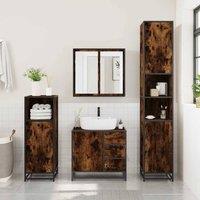 Berkfield Home Elegant Bathroom Sink Cabinet Smoked Oak 65x33x60 cm Engineered Wood in Brown | Size: 65 x 33 x 60 cm