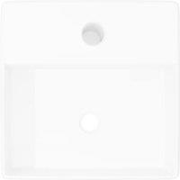Berkfield Home Elegant Ceramic Bathroom Sink Basin with Faucet Hole White Square