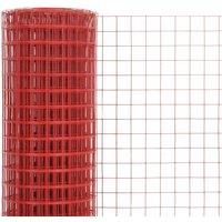 Berkfield Home Sturdy Chicken Wire Fence Steel with PVC Coating 10x1 m Red