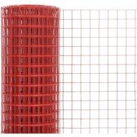 Berkfield Home Sturdy Chicken Wire Fence Steel with PVC Coating 10x1 m Red