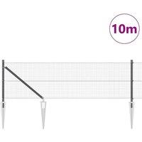 Berkfield Home Modern Fence Post Set Set of 2 Grey Metal 10 x 0.5 m Durable