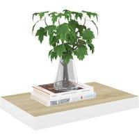 Berkfield Home Durable Floating Wall Shelves 2 pcs Oak & White 50x23x3.8 cm MDF in Natural