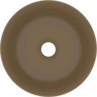 Berkfield Home Luxury Wash Basin Round Matt Cream 40x15 cm Ceramic in Taupe