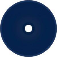 Berkfield Home Luxury Bathroom Basin Round Matt Dark Blue 32.5x14 cm Ceramic