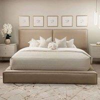 Stratus Interiors Tempa Velvet Platform Bed Piping Border Gas Lift Ottoman Storage Brown | Size: Double