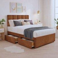 Bed Time UK Plush Divan Bed with Mattress, 20 Cubic Headboard & 2 Drawers in Brown | Size: Single