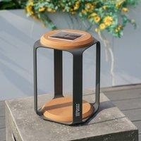 MIMO Outdoor Aluminum LED Teak Solar Lantern with 3 Lighting Modes in Black | Size: 1 Pack