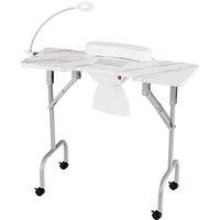 Costway Folding Manicure Nail Table w/Electric Dust Collector & Carry Bag in White