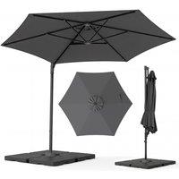 Gymax Large Offset Garden Parasol 360 Rotating Patio Cantilever Umbrella in Grey