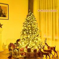 CASART 6FT Pre-lit Artificial Christmas Tree Hinged Fir Tree 1250 Branch Tips in Green