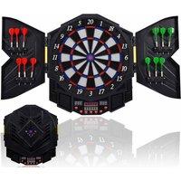 CASART Electronic Dartboard Automatic Scoring Dart Board Set w/ 12 Darts in Black