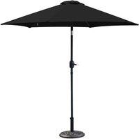 Nordara Aluminium 2.5M Round Garden Parasol, Patio Sun Shade with Crank Tilt in Black