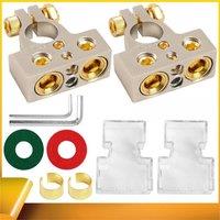 VOGREX 2X Car Battery Terminal Connectors W/ Shims AWG in Silver