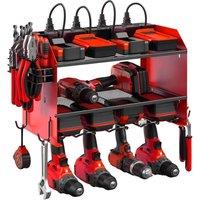 Nordara Heavy Duty Power Tool Organizer Wall Mount Drill Storage Rack in Red