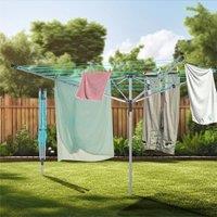 Nordara 50M 4 Arm Rotary Outdoor Folding Clothes Airer in Blue