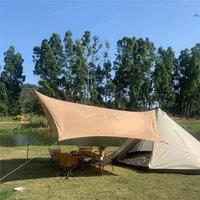 Nordara 34.5m Waterproof Hexagon Tent Tarp Awning Shelter with Poles in Beige
